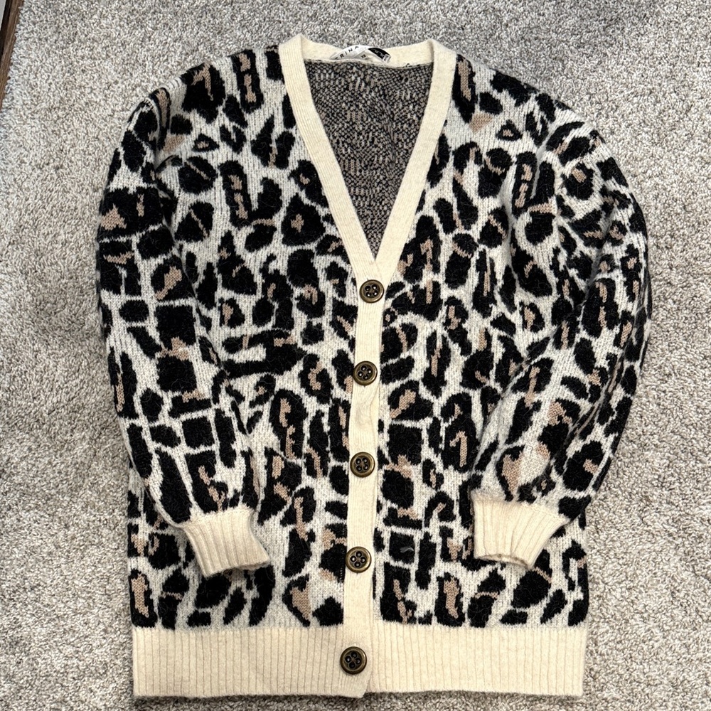 Trina Turk Black and Cream Leopard Cardigan